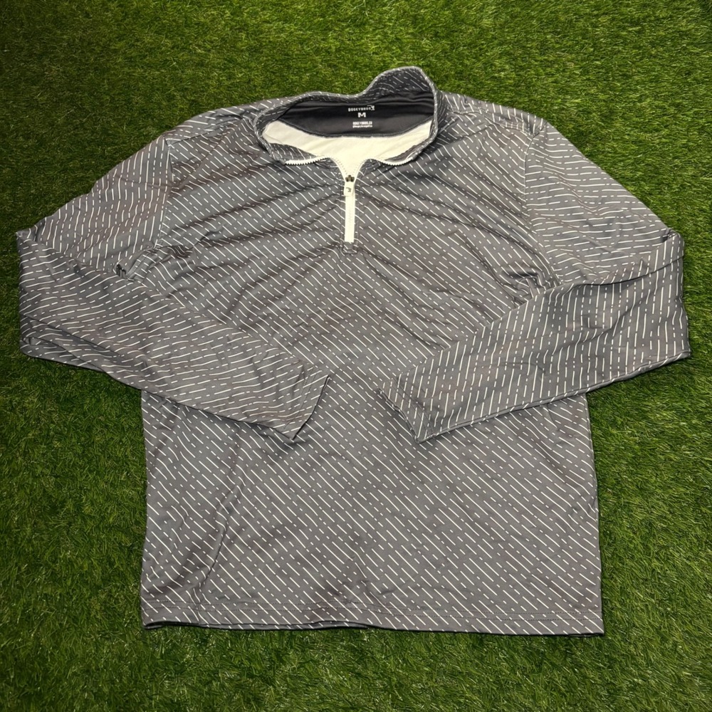 Bogey Bros Mens Grey Diagonal Dash Quarter Zip Golf Pullover M Long Sleeve